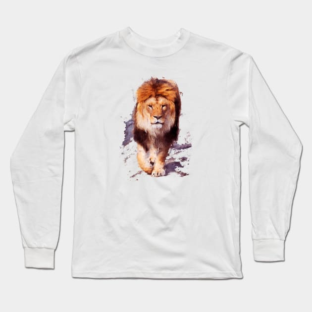 Lion. Watercolour art picture. Wild King. Long Sleeve T-Shirt by g14u